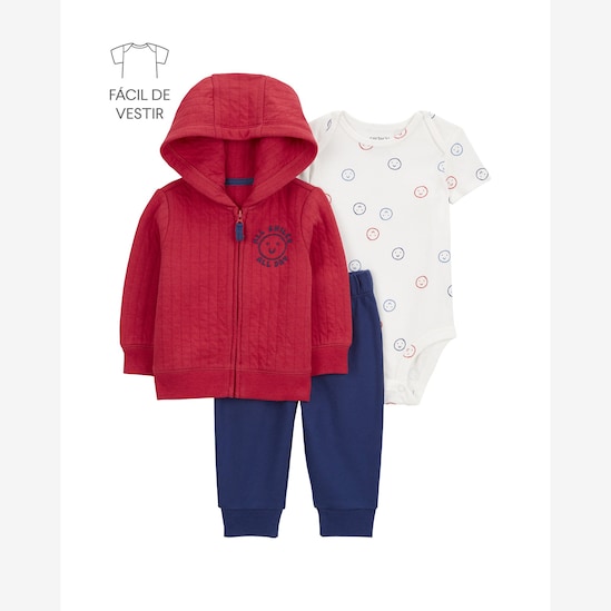 Conjunto longo bebê 3 peças smiles - multicor | Carter's