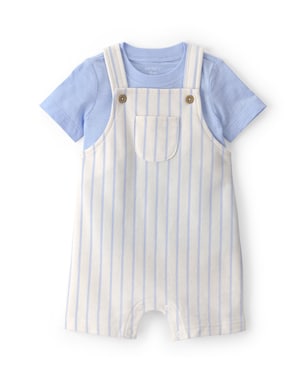 Jardineira bebê listrada com camiseta - multicor | Carter's