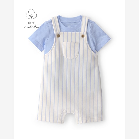 Jardineira bebê listrada com camiseta - multicor | Carter's