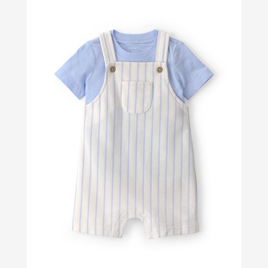 Jardineira bebê listrada com camiseta - multicor | Carter's