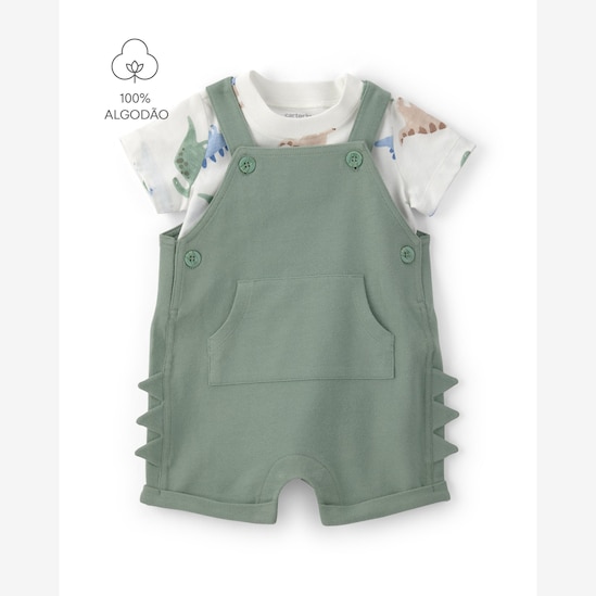 Jardineira bebê com camiseta dino interativa - multicor | Carter's