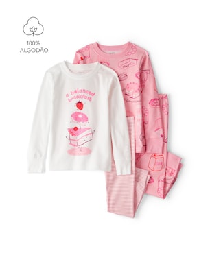 Pijama longo infantil 4 peças docinhos - multicor | Carter's