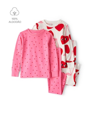 Pijama longo infantil 4 peças corações - multicor | Carter's