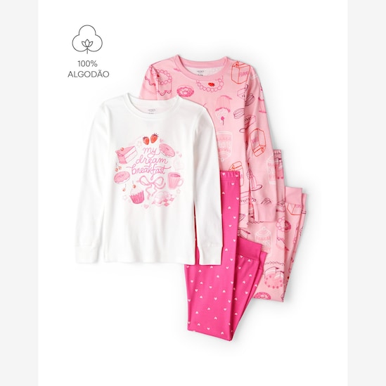 Pijama longo infantil 4 peças breakfast - multicor | Carter's