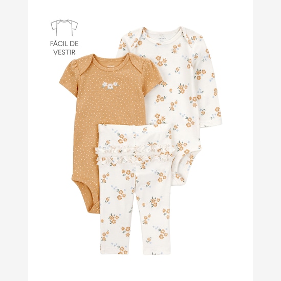 Conjunto longo bebê 3 peças floral - multicor | Carter's