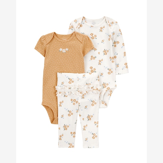 Conjunto longo bebê 3 peças floral - multicor | Carter's