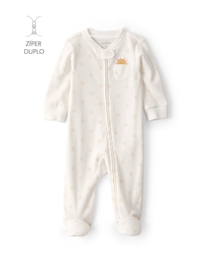 Macacão bebê com pezinho canelado sol - off-white | Carter's