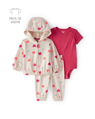 Conjunto longo bebê 3 peças corações - multicor | Carter's