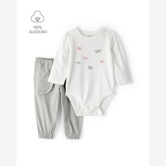 Conjunto longo bebê 2 peças borboletas - multicor | Carter's