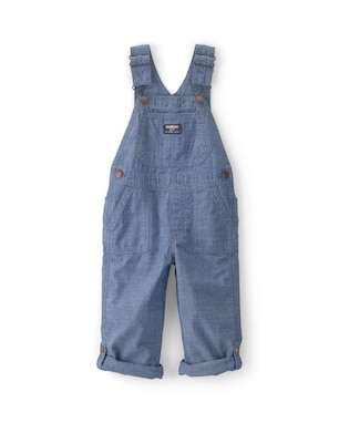 Jardineira jeans infantil com bolsos - denim médio | OshKosh