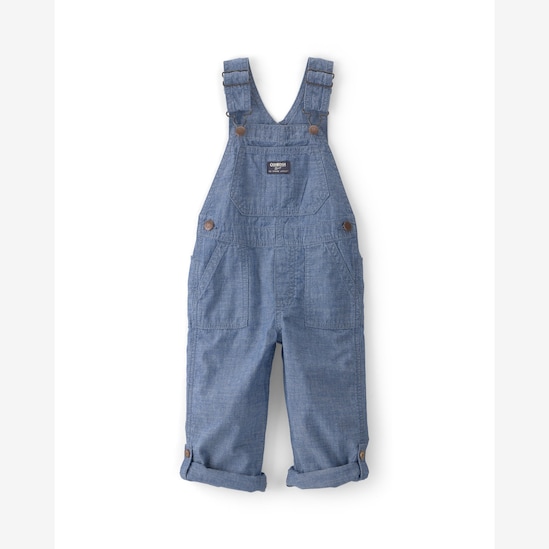 Jardineira jeans infantil com bolsos - denim médio | OshKosh