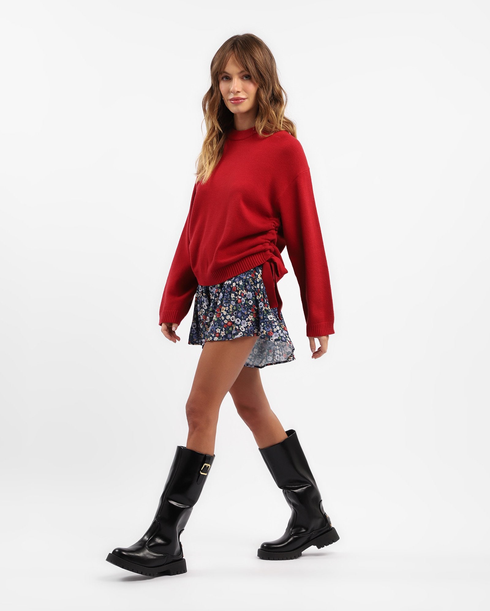 Short feminino boot cut estampa floral - multicor