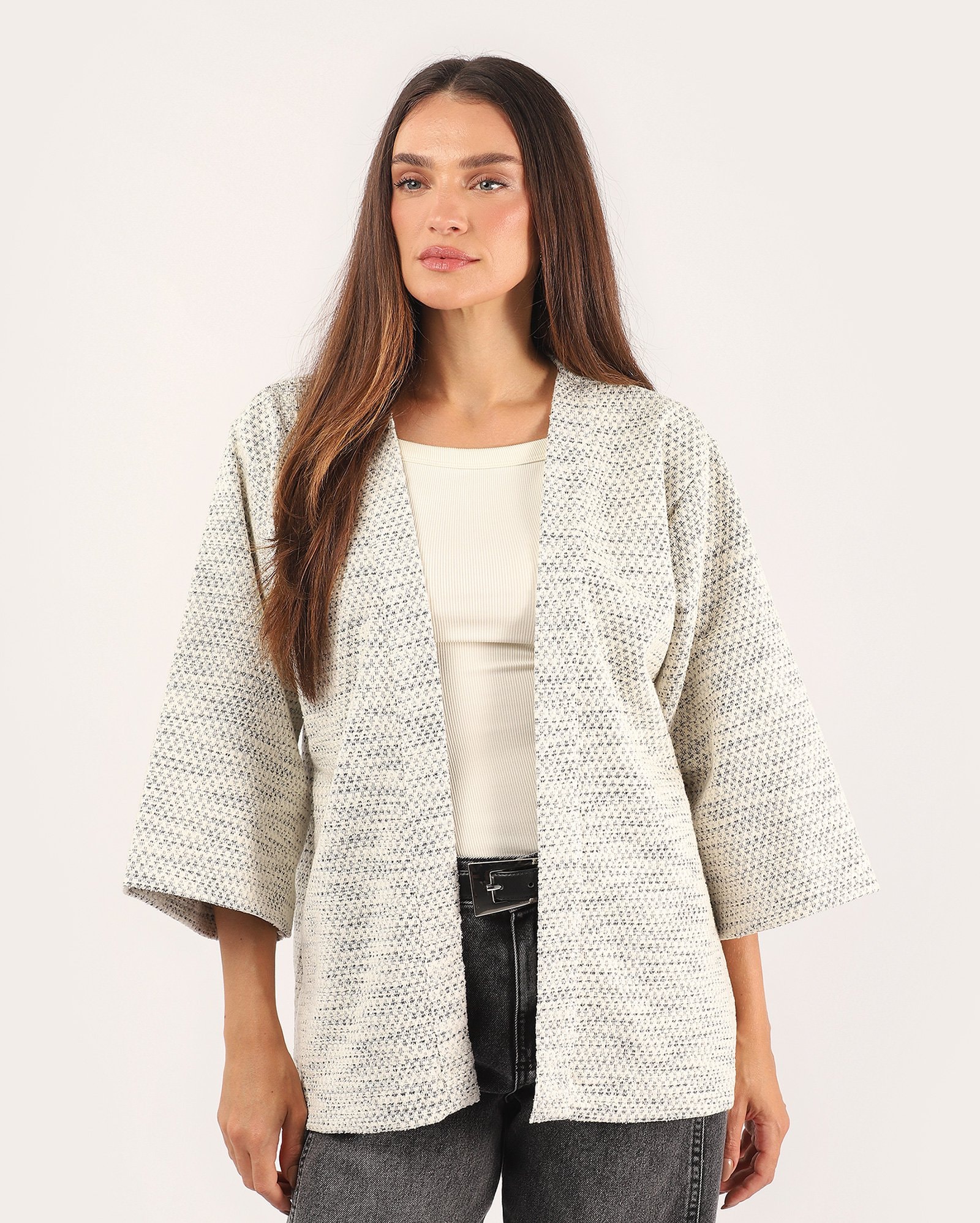 Kimono feminino aberto texturizado - multicor
