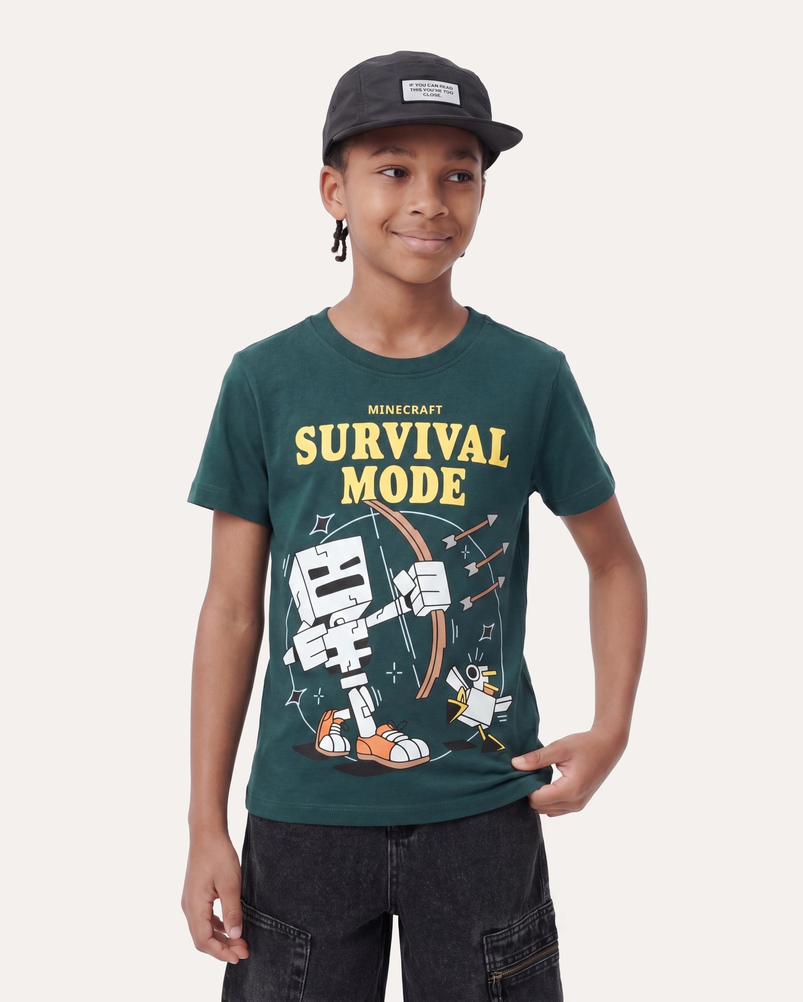 Camiseta infantil regular 6-14A - verde | Minecraft