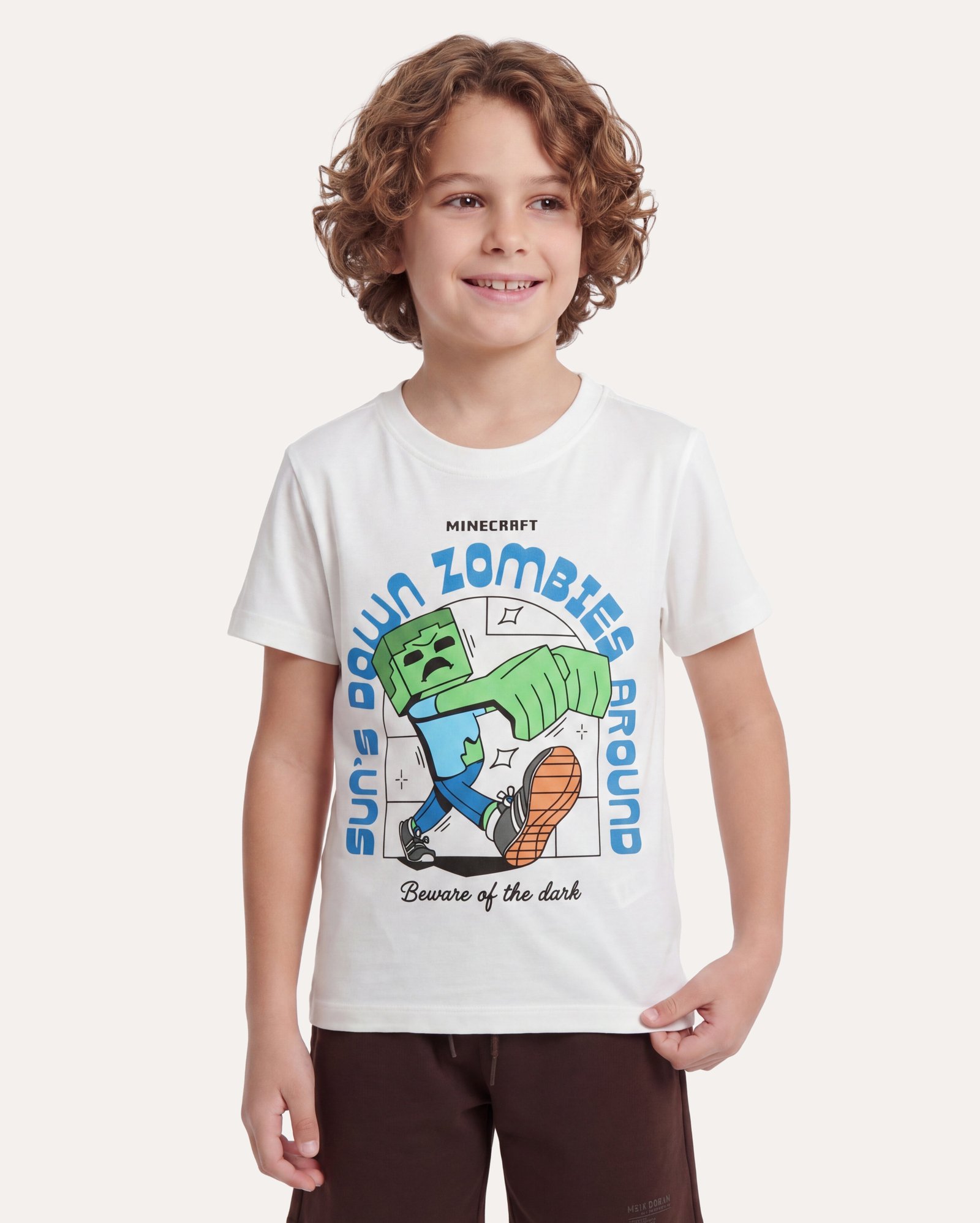 Camiseta infantil regular 6-14A - branca | Minecraft
