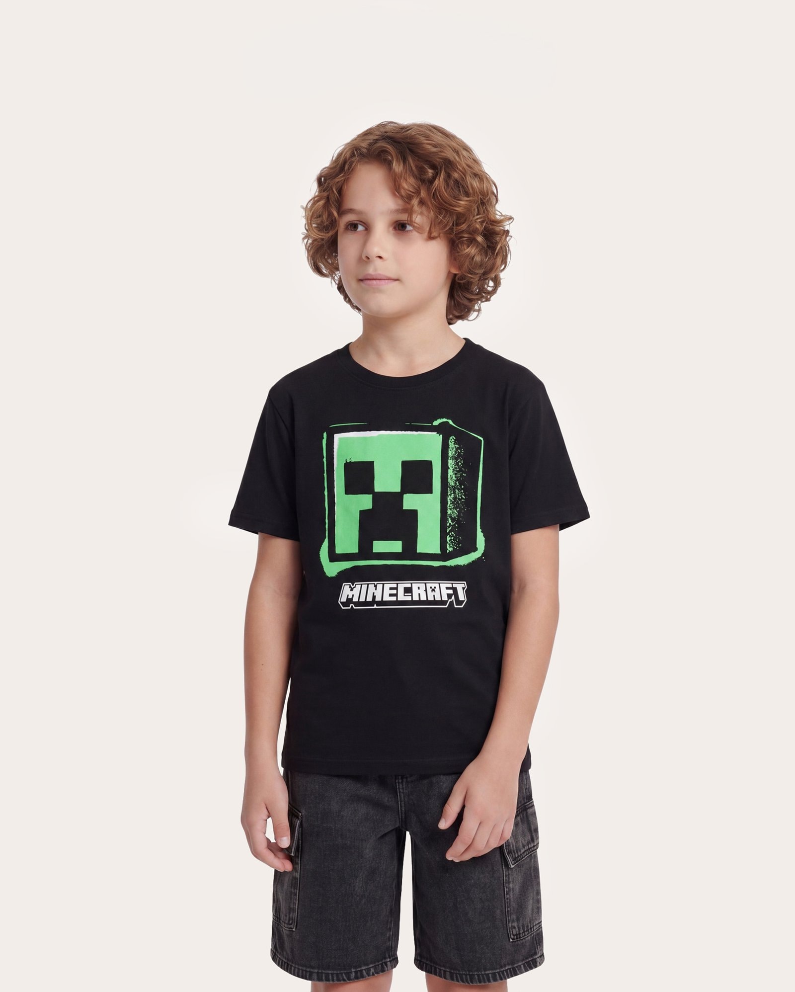 Camiseta infantil Creeper 6-14A - preto | Minecraft
