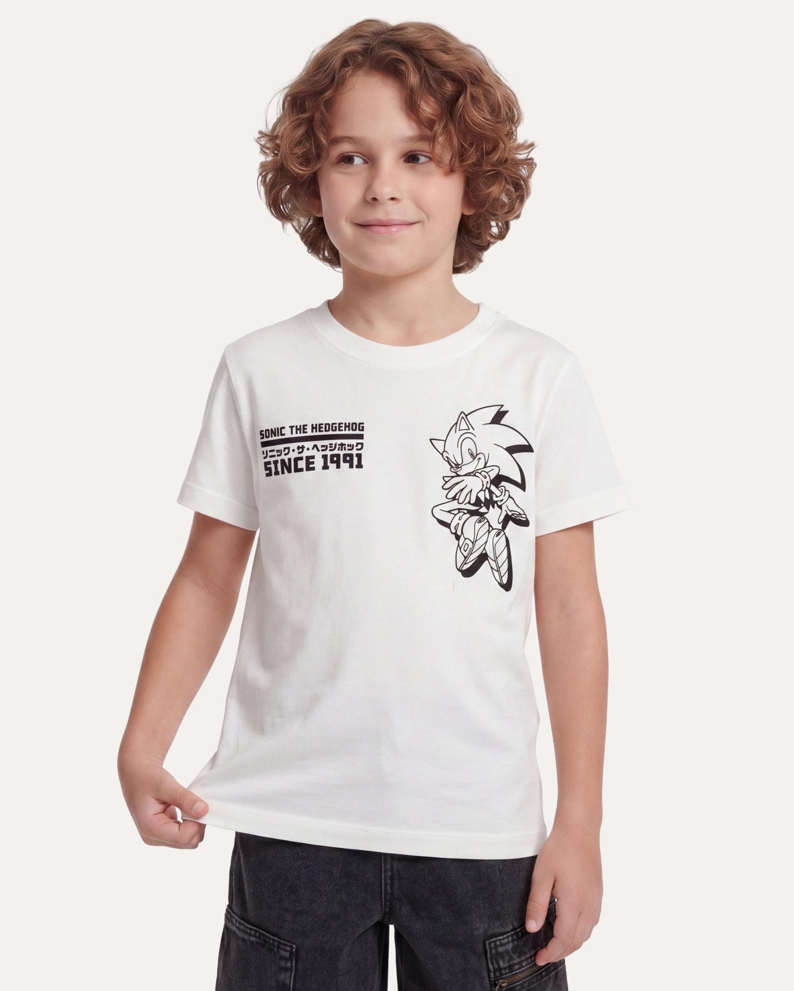 Camiseta infantil regular Sonic 6-14A - branca | SEGA