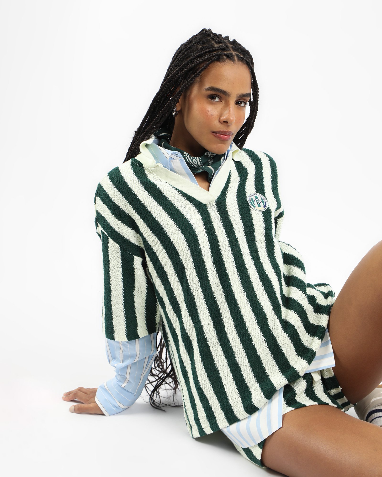 Polo feminina oversized em tricot 94 - multicor