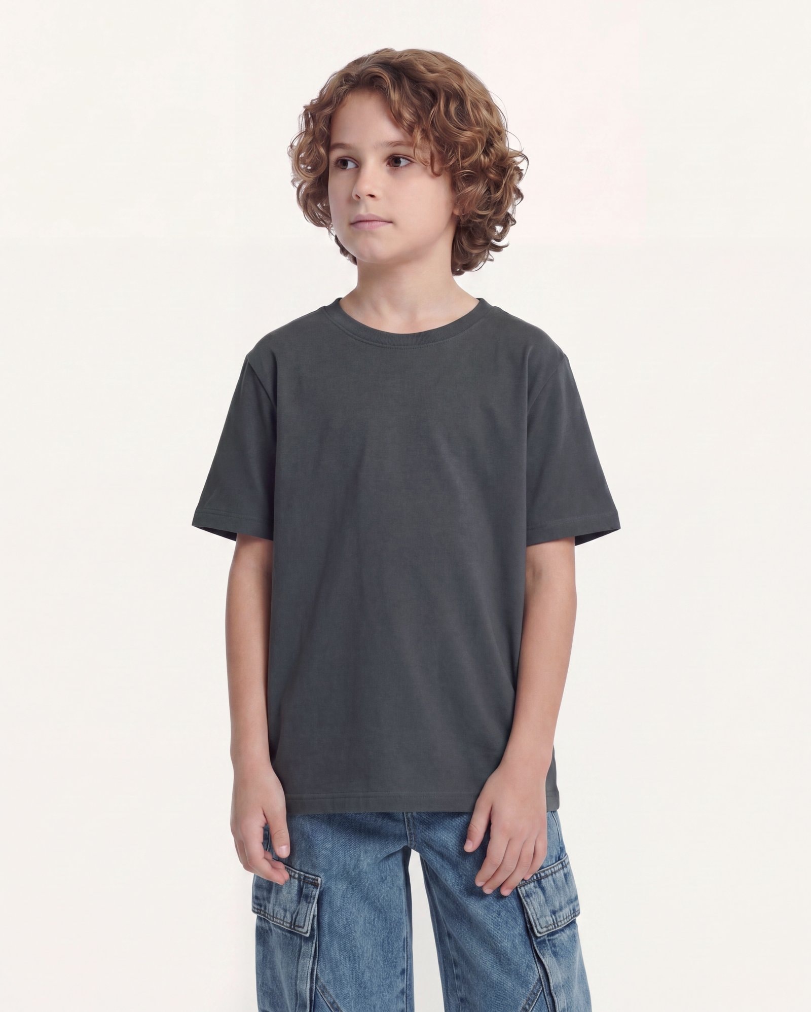 Camiseta infantil regular 6-14A - cinza