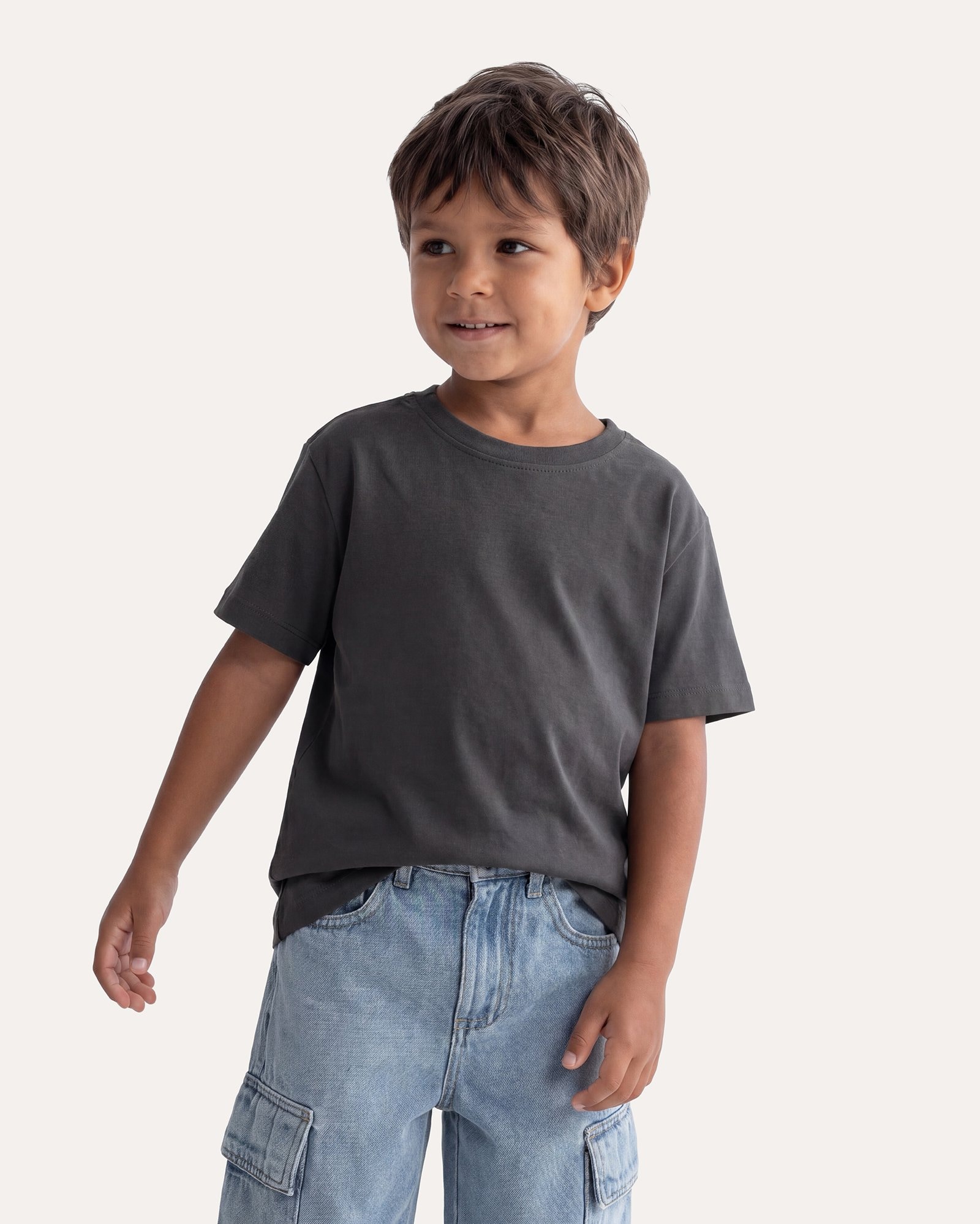 Camiseta infantil básica 1-6A - cinza