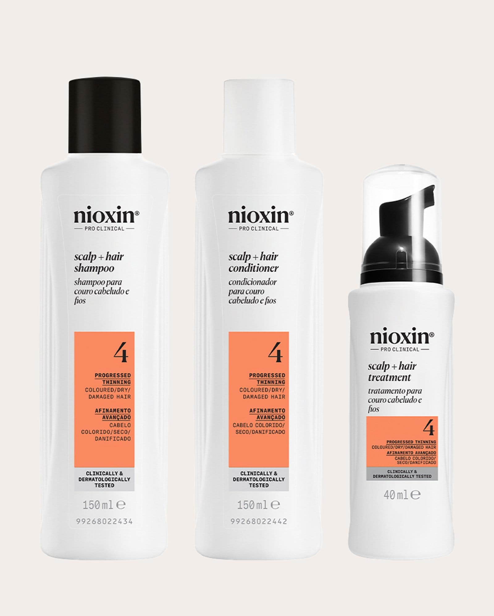 Kit shampoo 150ml + condicionador 150ml + tratamento de couro cabeludo Sistema 4 40ml | Nioxin