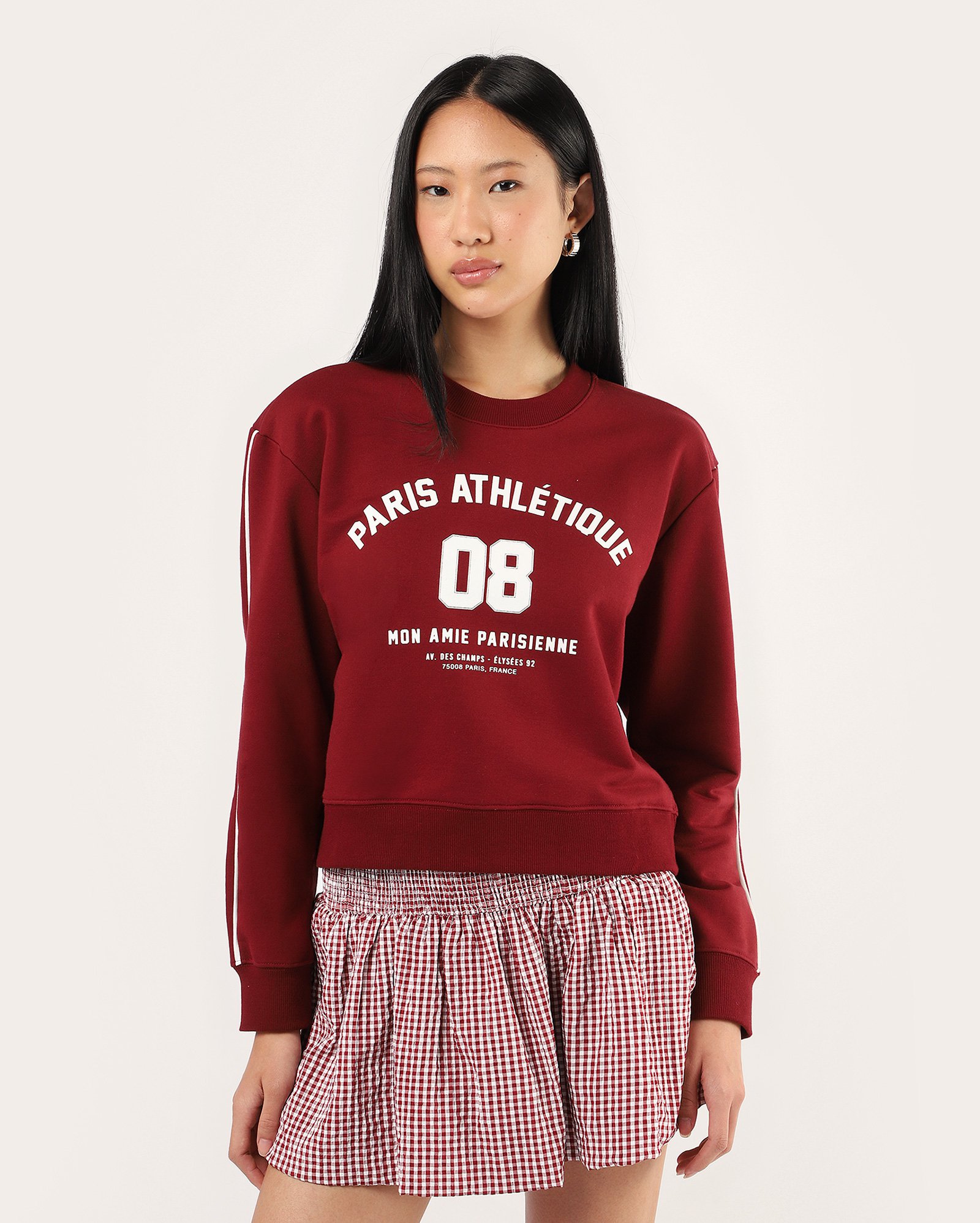 Blusa de moletom feminina boxy estampada - vermelha