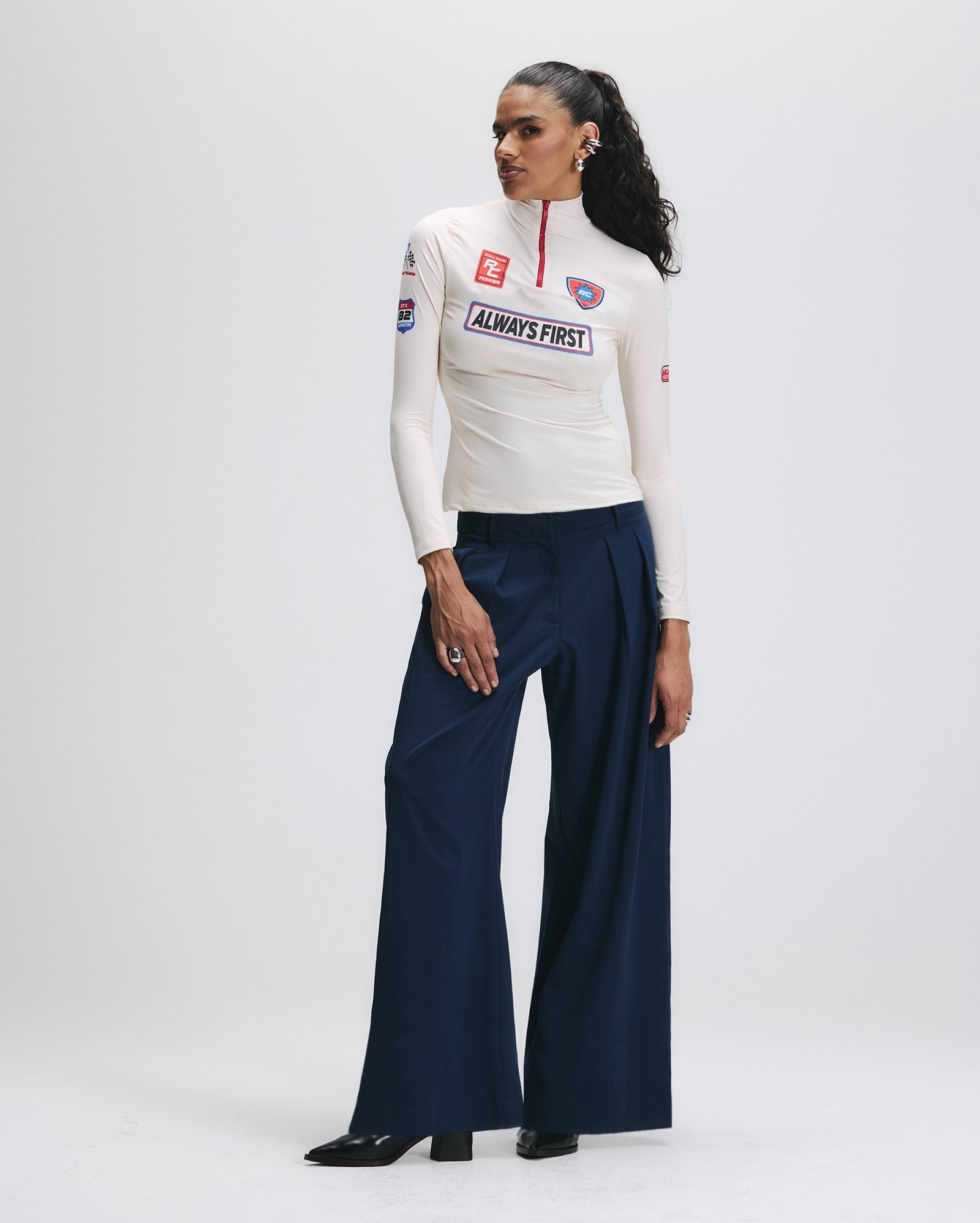 Calça feminina alfaiatada pantalona - Azul Escuro