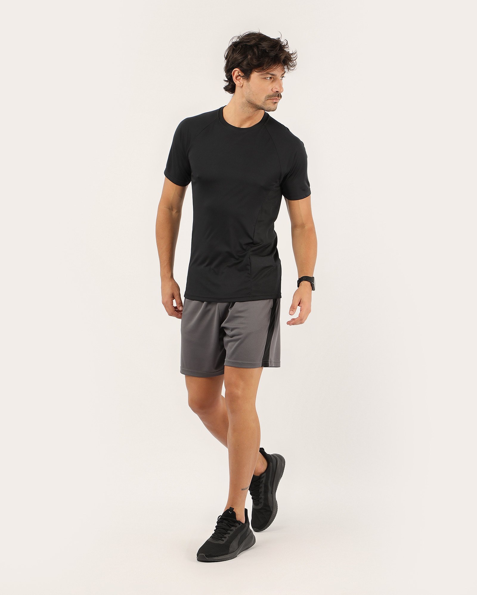 Bermuda esportiva masculina faixa lateral - cinza | Body Work