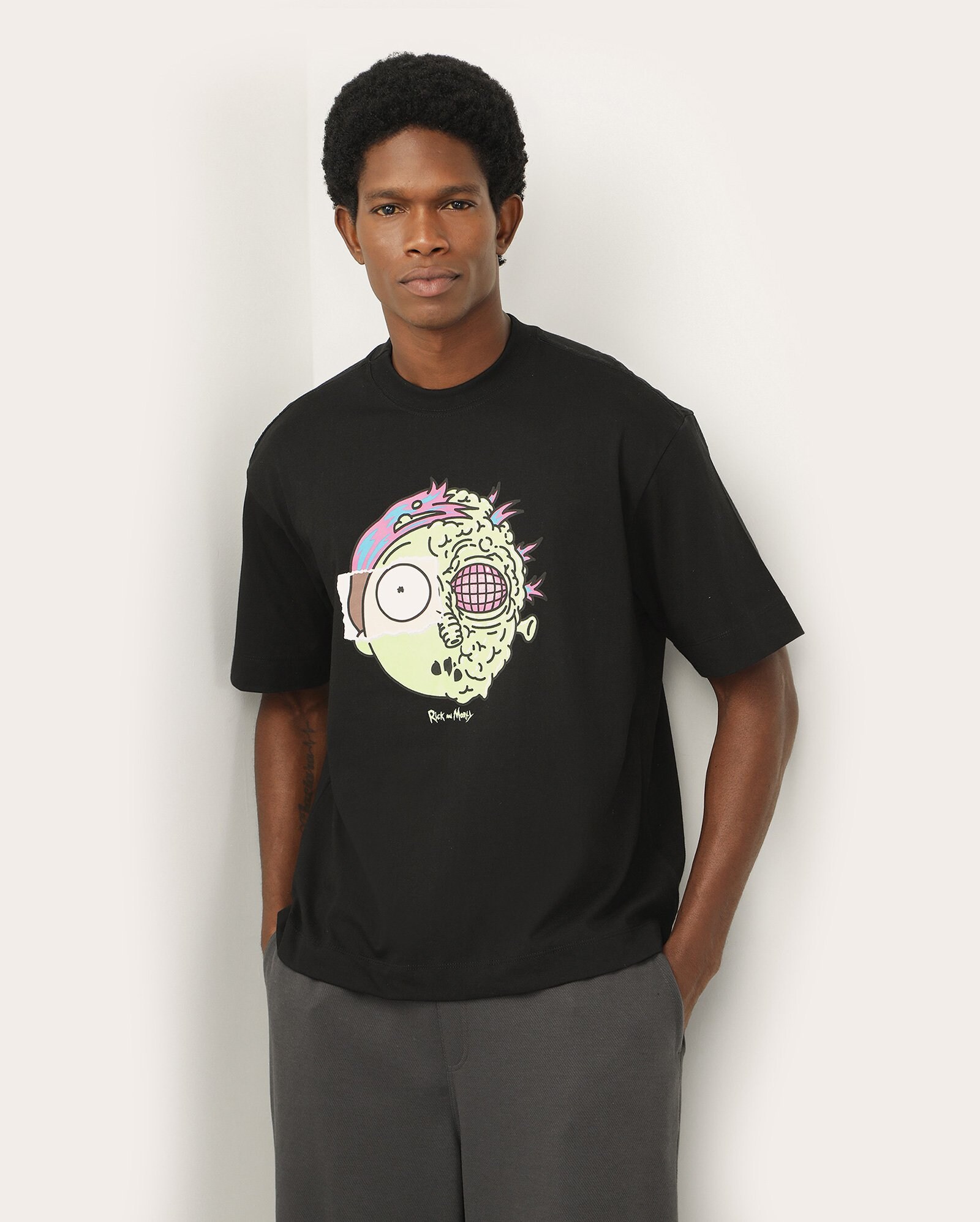 Camiseta masculina boxy Rick And Morty - preta | Cartoon Network