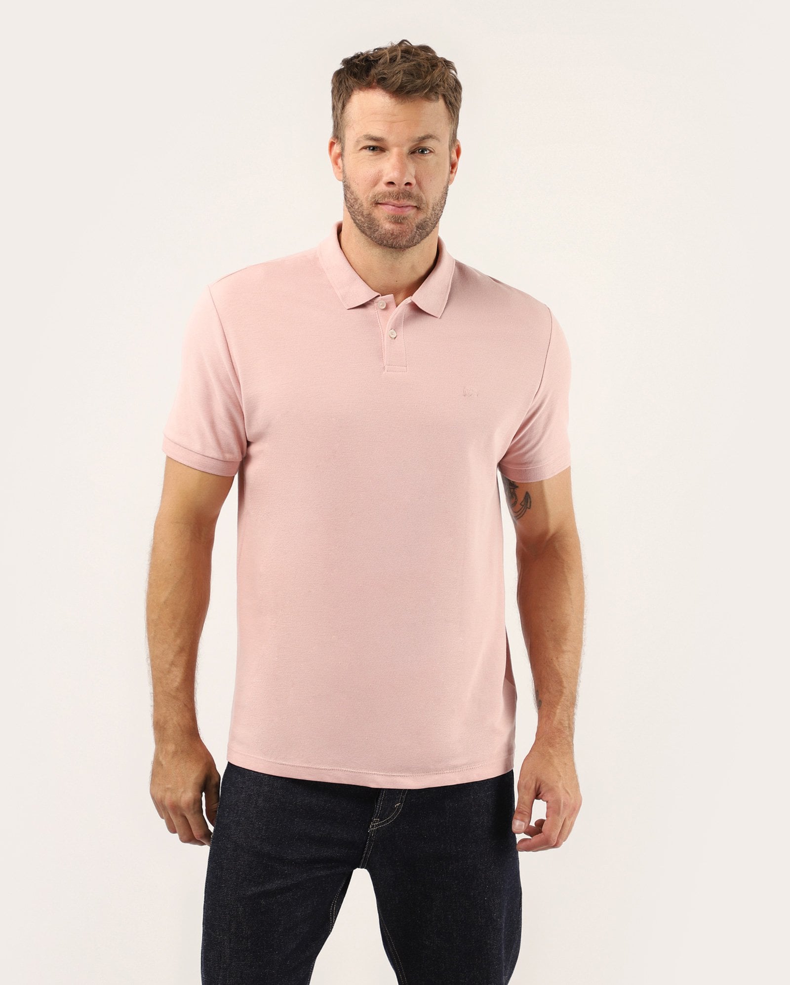 Polo masculina Pool Legacy slim piquet - Rosa Claro