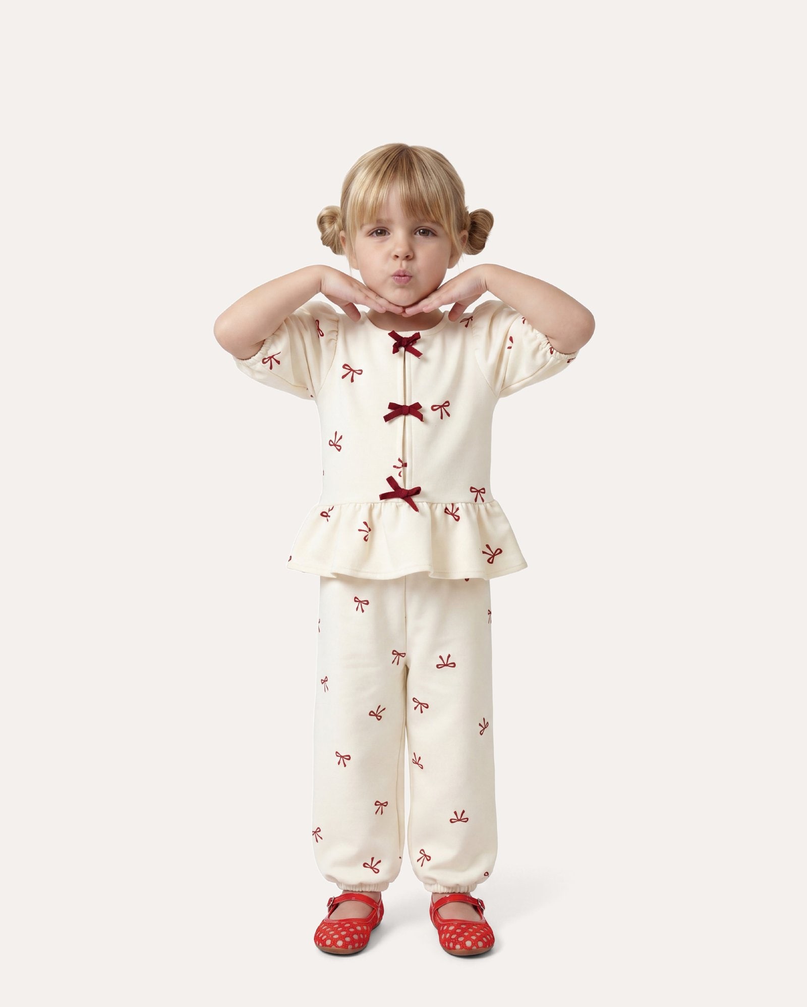Calça infantil aladim com laços 1-6A - off-white