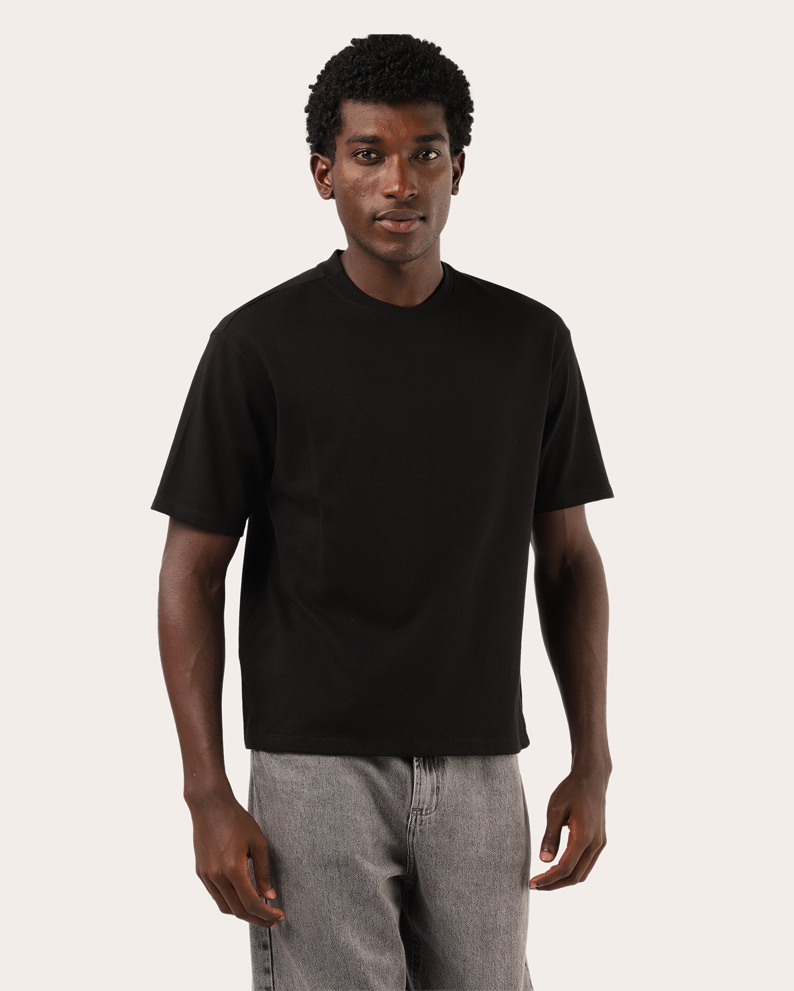 Camiseta masculina texturizada boxy - preta