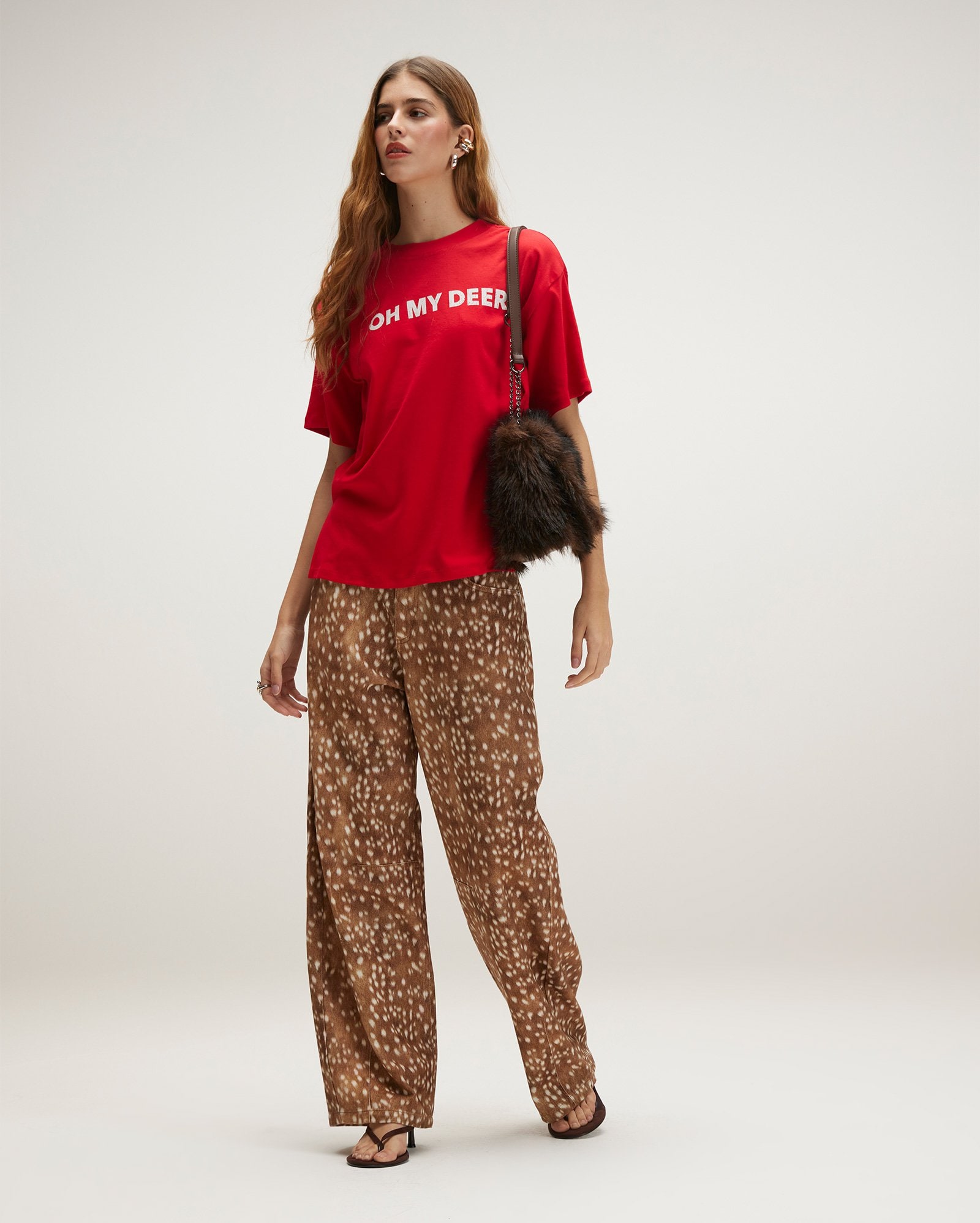 Camiseta feminina T-shirt oh my deer - vermelha