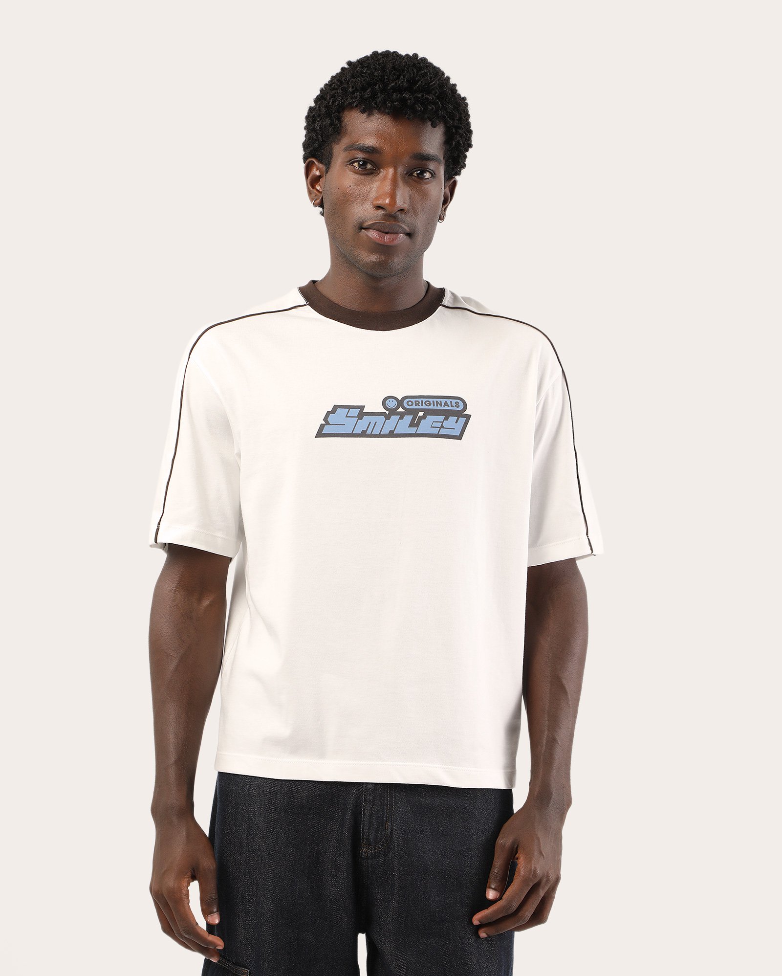 Camiseta masculina boxy Originals - branca | The Smiley Company