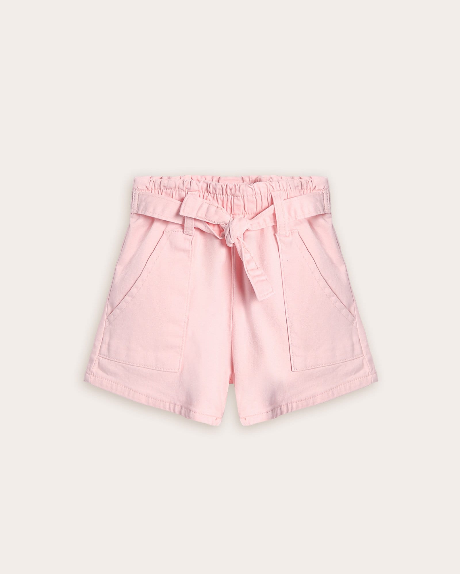 Short sarja infantil baggy com amarração 1-6A - rosa
