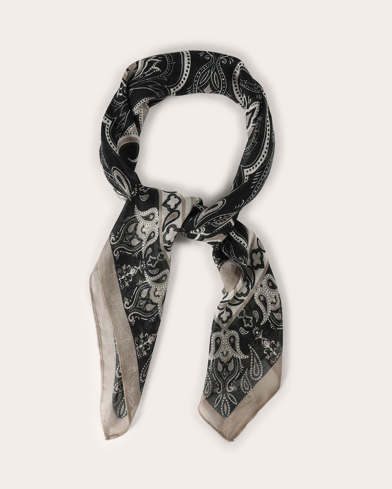 Lenço feminino bandana paisley - preto
