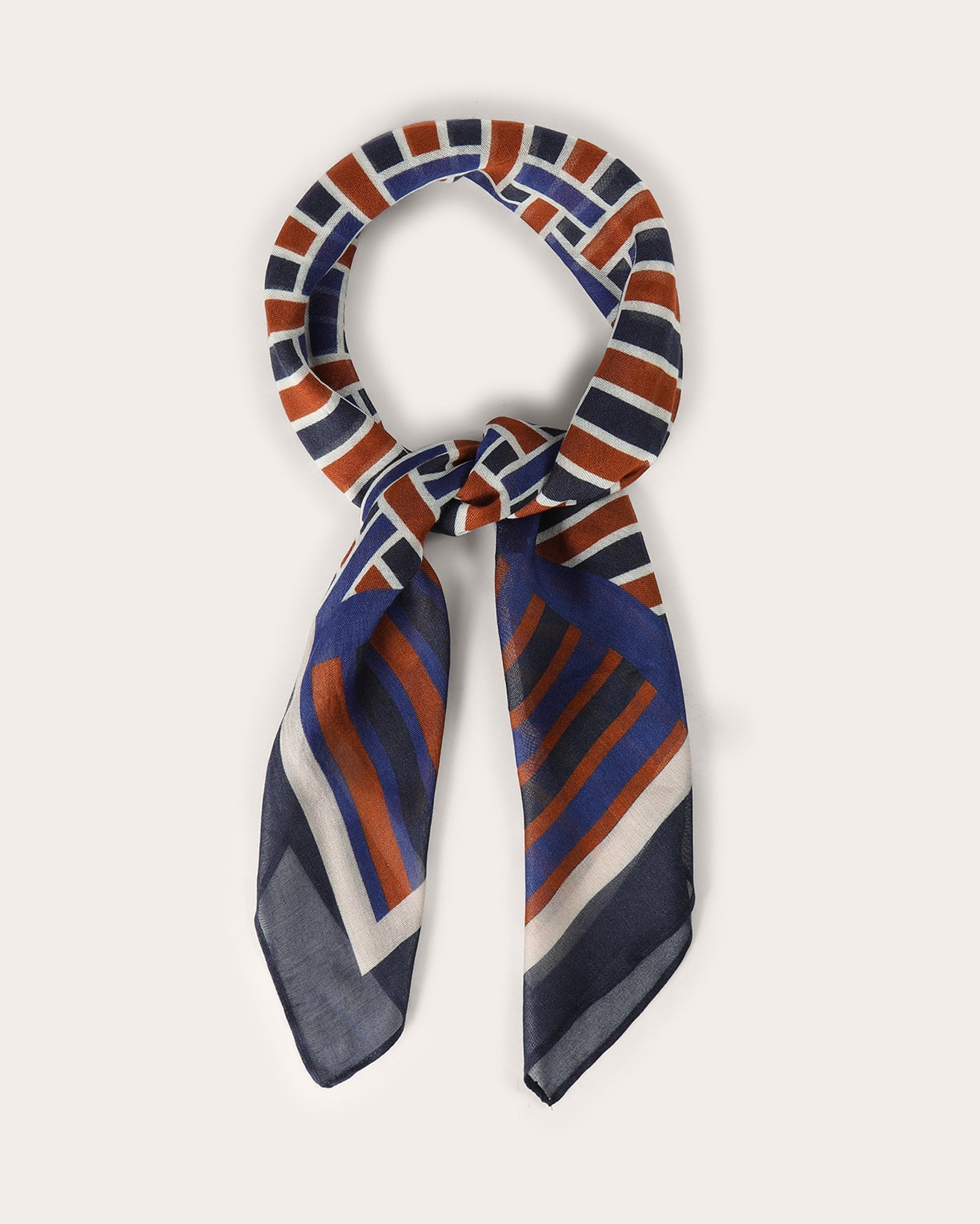 Lenço feminino bandana listrado - azul