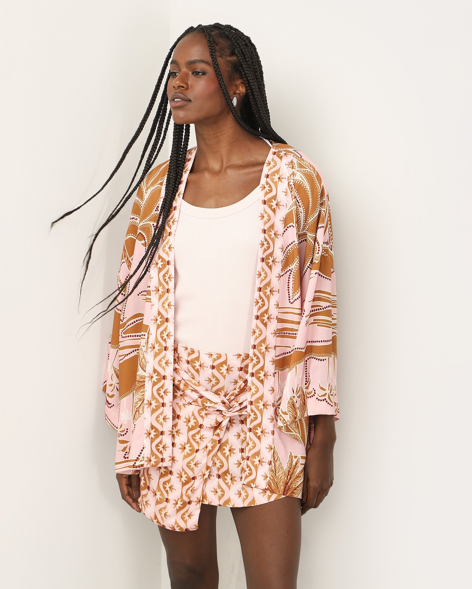 Kimono feminino amplo estampado - multicor