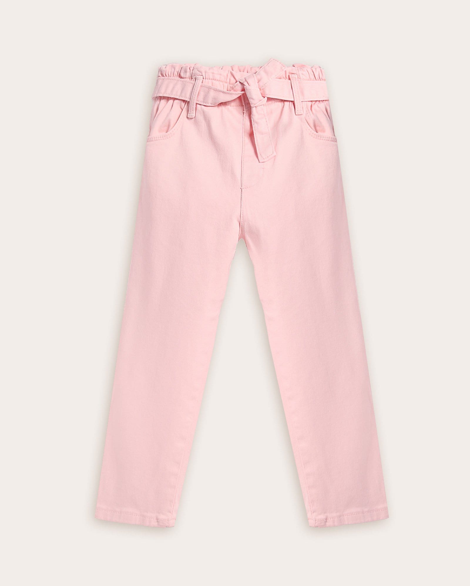 Calça sarja infantil baggy com amarração 1-6A - rosa