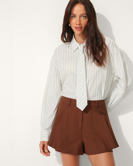 Short evasê feminino - Marrom