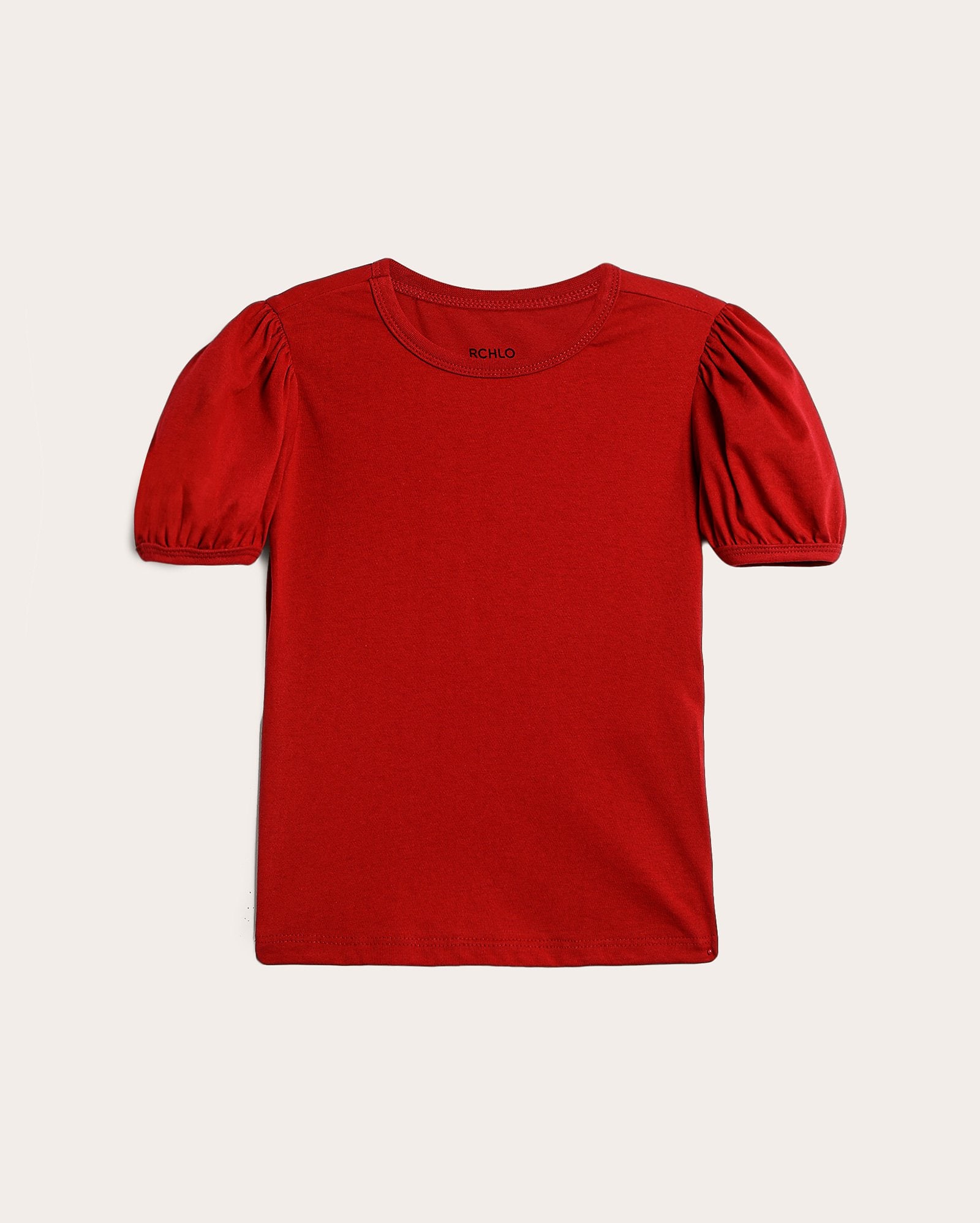 Blusa infantil básica mangas bufantes 6-14A - vermelha