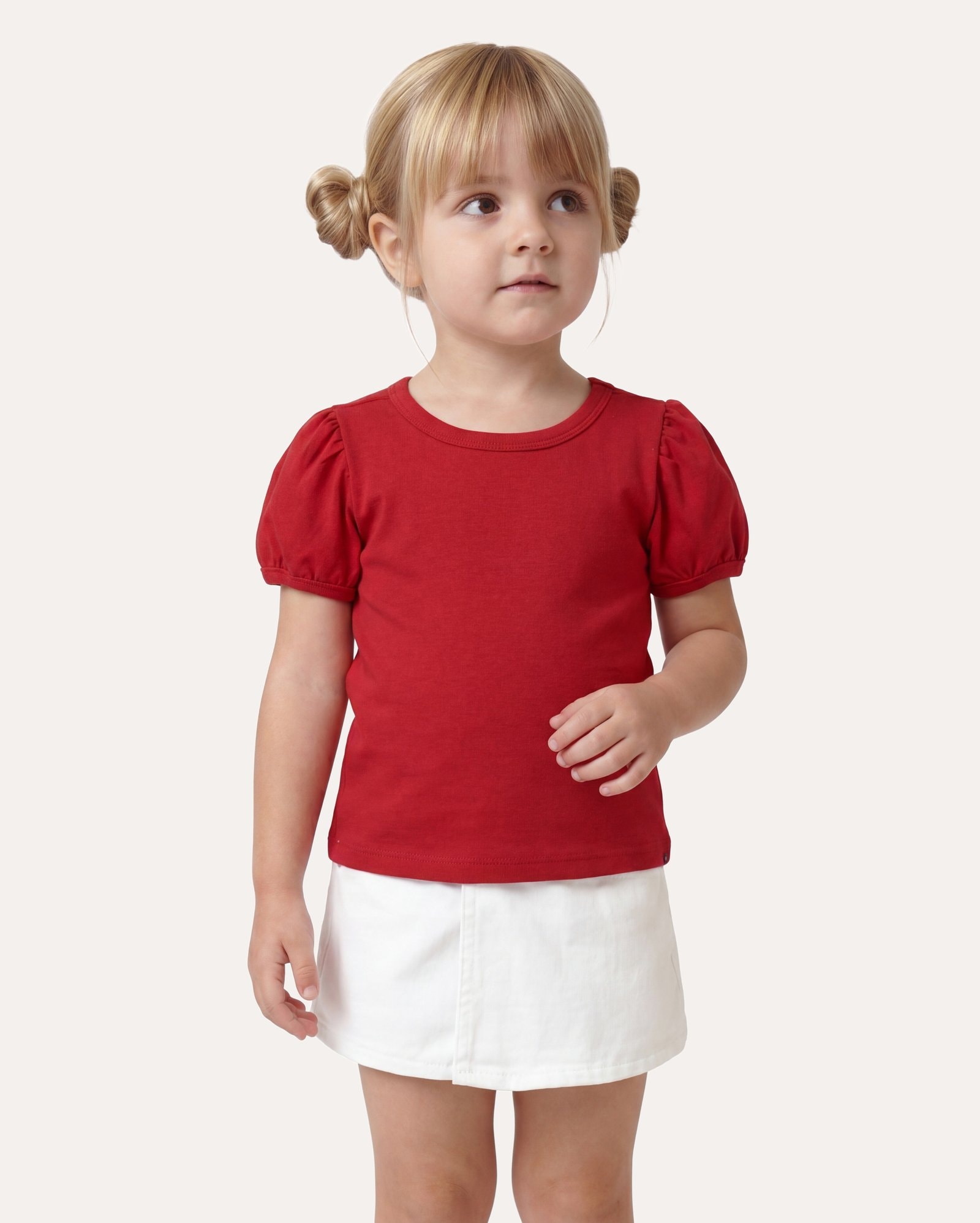 Camiseta infantil manga bufante 1-6A - vermelha