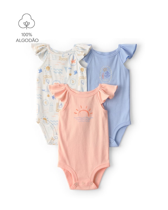 Kit body bebê 3 peças com babados - multicor | Carter's