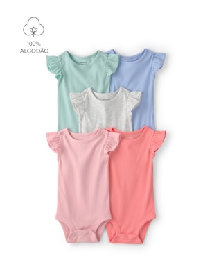 Kit body bebê 5 peças canelado com babados - multicor | Carter's