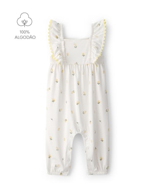 Macacão Carter's com babados bebê menina em algodão limão - Off-White