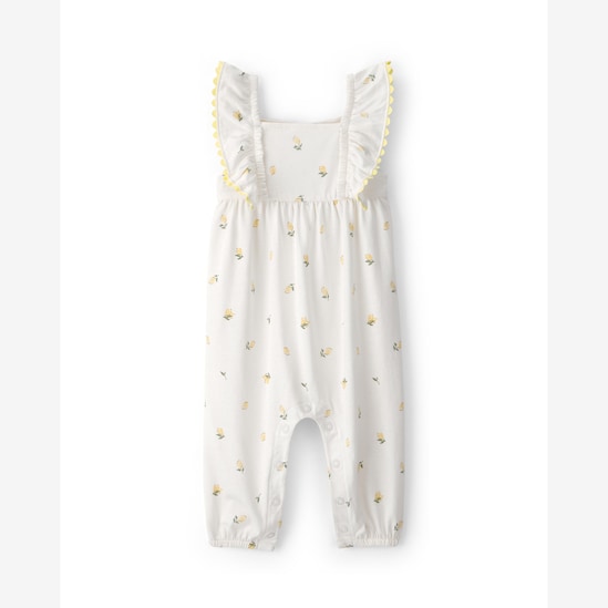 Macacão bebê com babados limão - off-white | Carter's