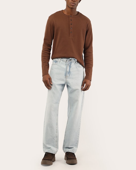 Calça jeans masculina loose com amarração - Denim Claro | Pool Jeans