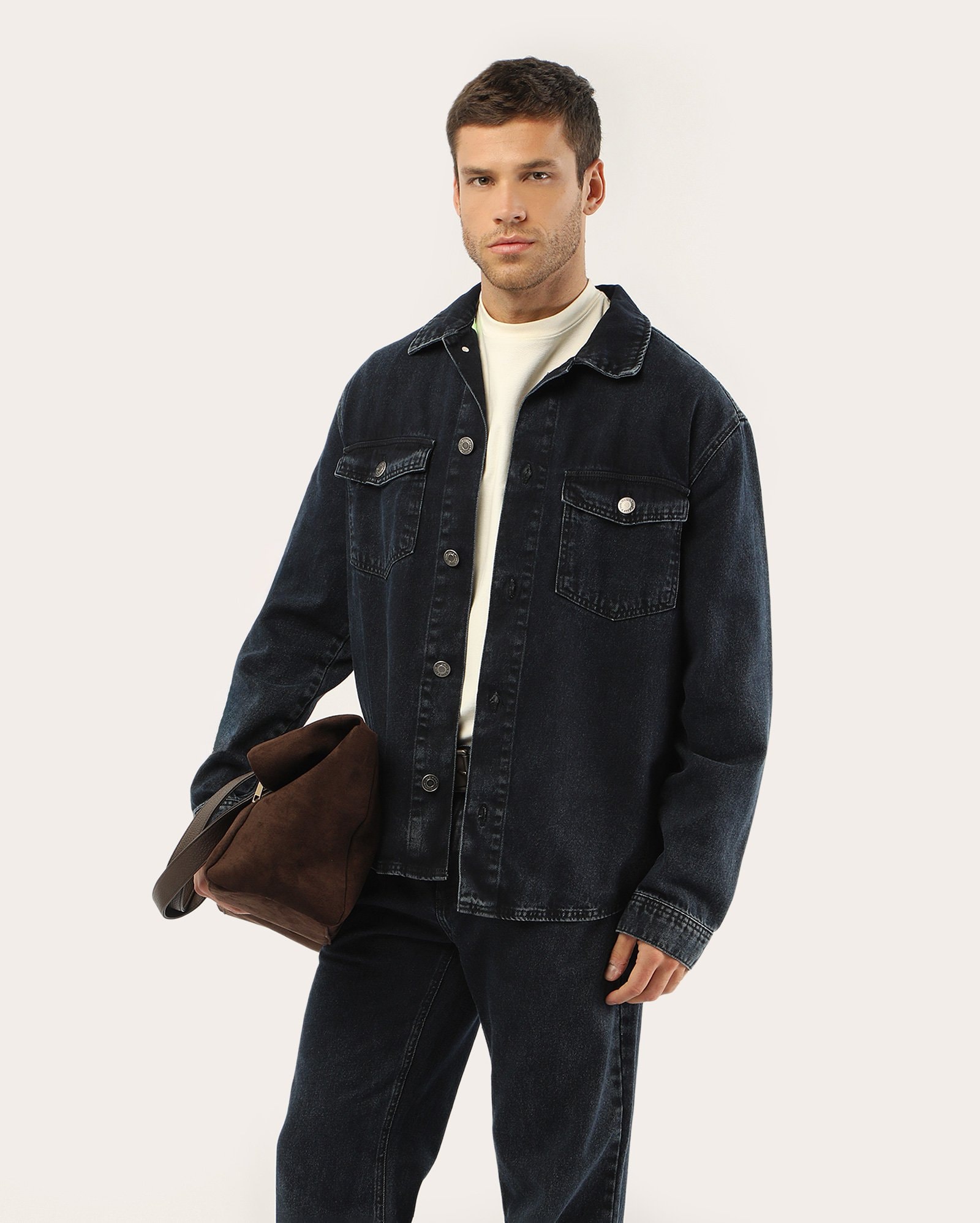 Riachuelo | Jaqueta jeans masculina com bolsos – denim escuro
