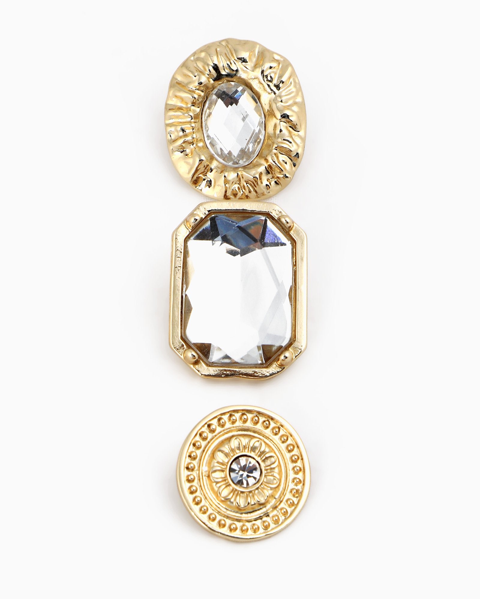 Kit broche feminino 3 peças com pedraria - dourado