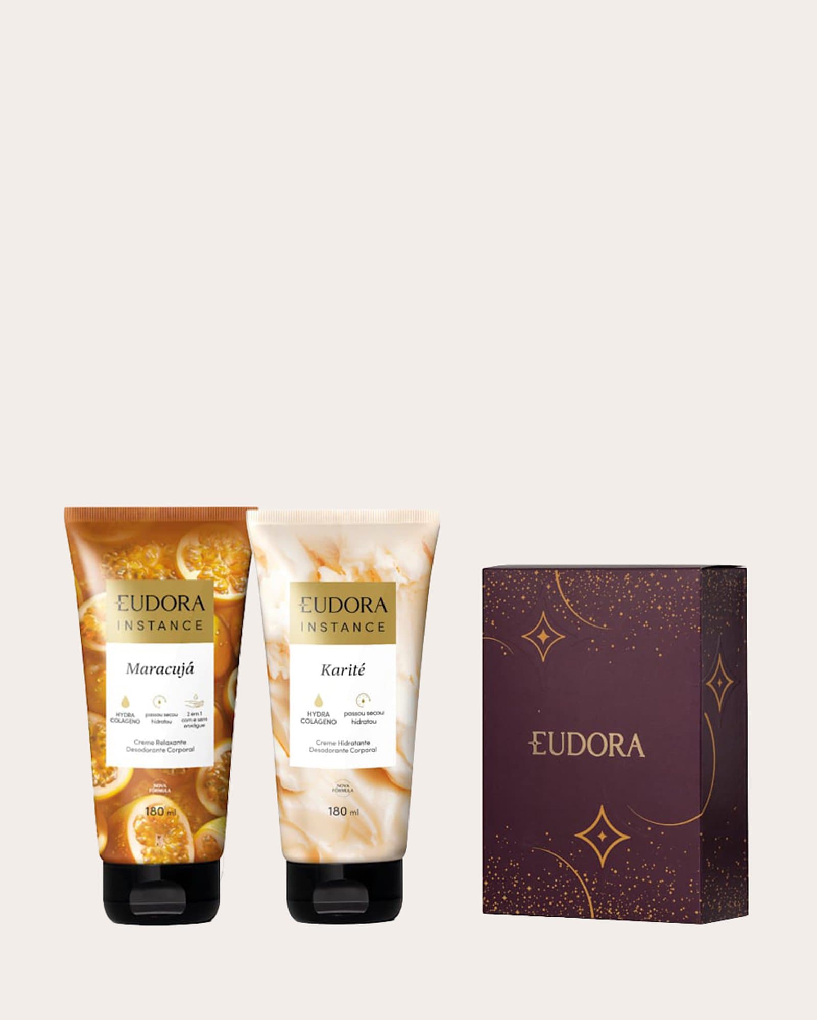 Kit creme hidrante 2 itens Instance Maracujá e Karité 180ml cada | Eudora